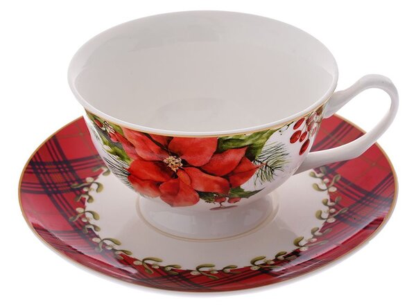 Φλυτζάνι Τσαγιού Πορσελάνης Poinsettia iliadis 220ml New Bone China 79876