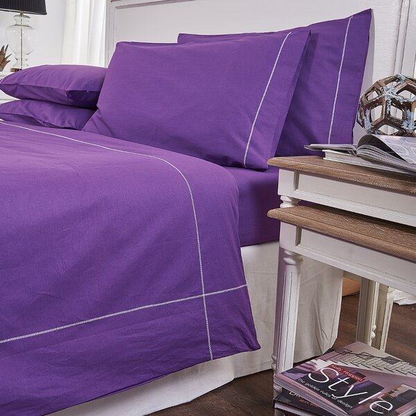 Σετ Σεντόνια Βαμβακερά Μονά 175x270εκ. Arcobaleno Bello Purple 19V69