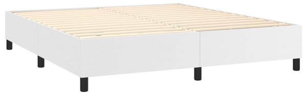 VidaXL Κρεβάτι Boxspring με Στρώμα Λευκό 160x200εκ.από Συνθετικό Δέρμα