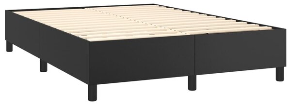 VidaXL Κρεβάτι Boxspring με Στρώμα & LED Μαύρο 140x190 εκ. Συνθ. Δέρμα