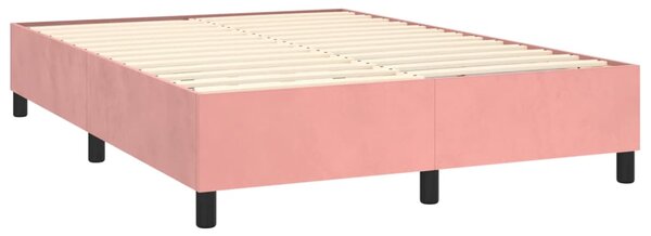 VidaXL Κρεβάτι Boxspring με Στρώμα Ροζ 140x190 εκ. Βελούδινο