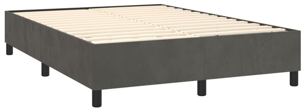 VidaXL Κρεβάτι Boxspring με Στρώμα & LED Σκ. Γκρι 140x190εκ. Βελούδινο