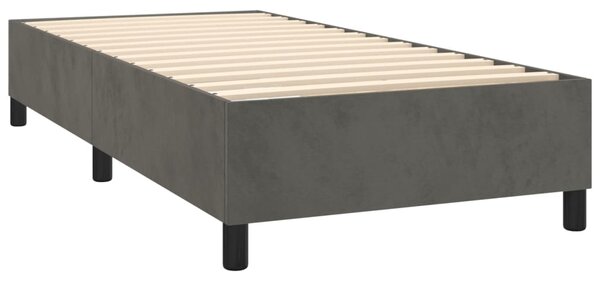 VidaXL Κρεβάτι Boxspring με Στρώμα Σκούρο Γκρι 90x190 εκ. Βελούδινο