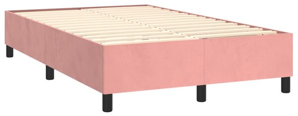 VidaXL Κρεβάτι Boxspring με Στρώμα Ροζ 120x200 εκ. Βελούδινο