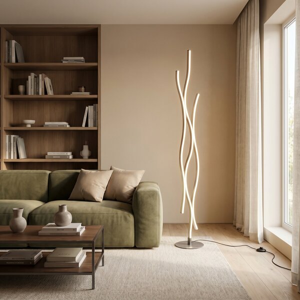 Trio Lighting Φωτιστικό δαπέδου Blaze LED με ροοστάτη, CCT, αλουμίνιο, ρυθμιζόμενος, Μεταλλικό, Σαλόνι / τραπεζαρία, Μέταλλο, σύγχρονο