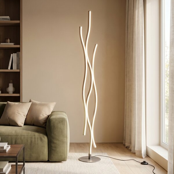 Trio Lighting Φωτιστικό δαπέδου Blaze LED με ροοστάτη, CCT, αλουμίνιο, ρυθμιζόμενος, Μεταλλικό, Σαλόνι / τραπεζαρία, Μέταλλο, σύγχρονο