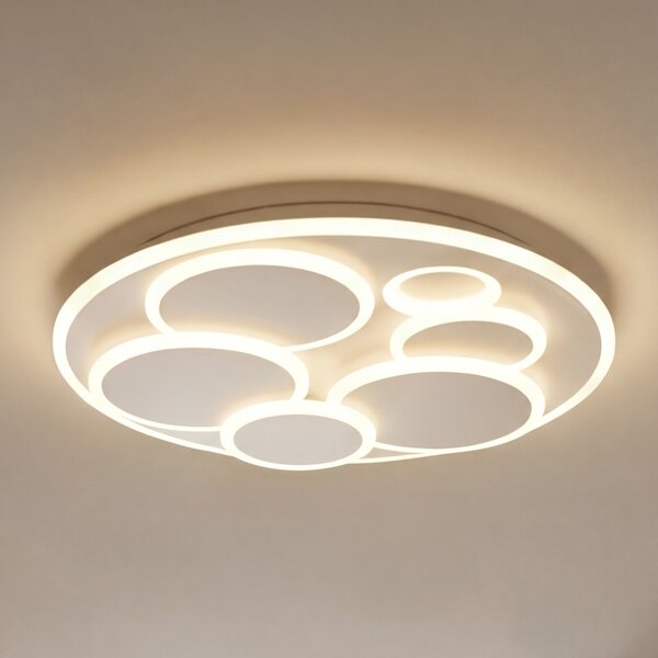 FISCHER & HONSEL LED φωτιστικό οροφής Dots, λευκό, Ø 50 cm, μέταλλο/ακρυλικό, CCT, ρυθμιζόμενος, Λευκό, Σαλόνι / τραπεζαρία, Μέταλλο, σύγχρονο