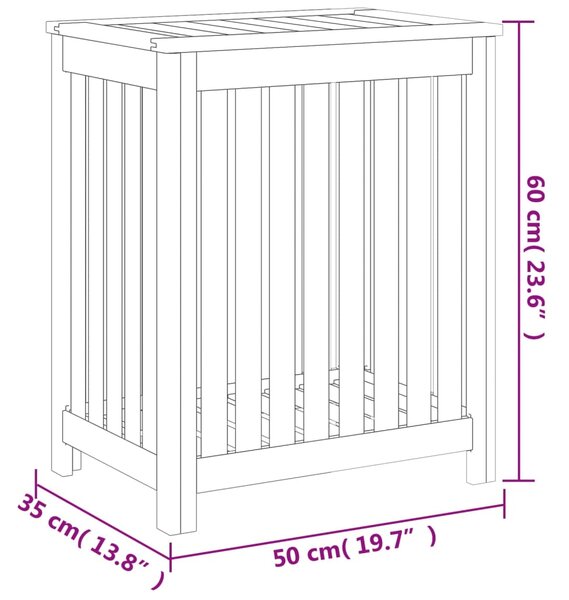 VidaXL Καλάθι Άπλυτων 50x35x60 εκ. από Μασίφ Ξύλο Teak