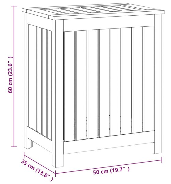 VidaXL Καλάθι Άπλυτων 50x35x60 εκ. από Μασίφ Ξύλο Teak