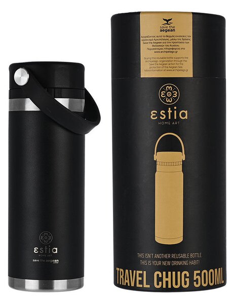 Μπουκάλι Θερμός Travel Chug Save The Aegean Midnight Black 500ml - Estia