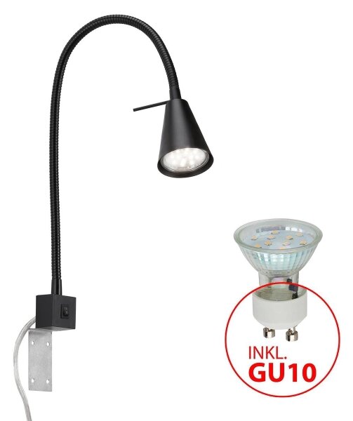 Briloner 2080-015 - Λάμπα τοίχου LED COMFORT LIGHT 1xGU10/5W/230V μαύρο