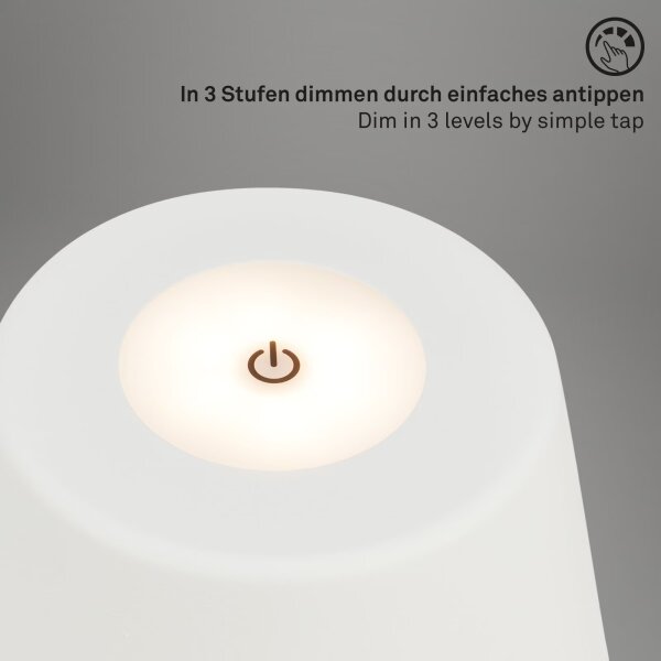 Brilo - LED Dimmable επαναφορτιζόμενο επιτραπέζιο φωτιστικό εξωτερικού χώρου LED/3,5W/5V IP44 λευκό