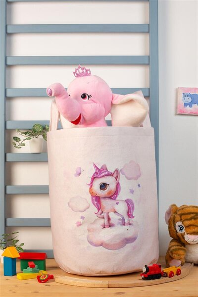 Παιδικό Καλάθι Αποθήκευσης Polyester Ροζ Unicorn 74 DimCol 45x30x50εκ