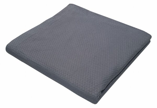 Κουβέρτα Βαμβακερή Πικέ Μονή 170x260εκ. Sanforized Grey