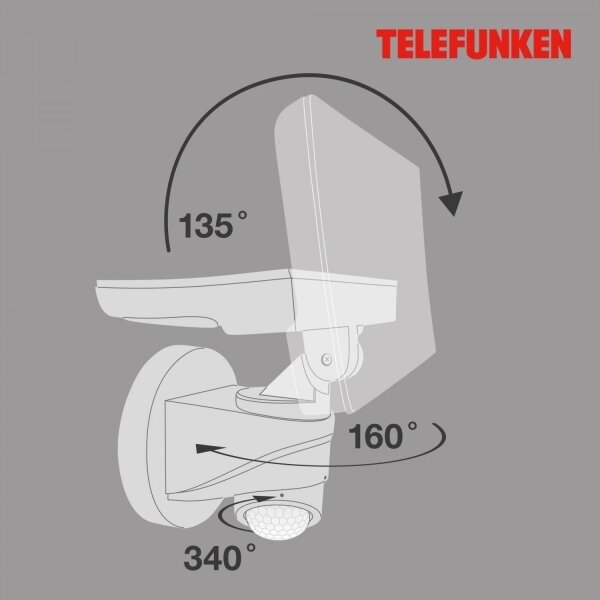 Telefunken 304306TF - Επιτοίχιο φωτιστικό εξωτερικού χώρου LED με αισθητήρα LED/16W/230V IP44