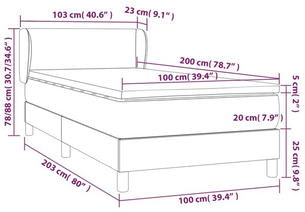 VidaXL Κρεβάτι Boxspring με Στρώμα Κρεμ 100x200εκ. από Συνθετικό Δέρμα