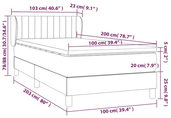 VidaXL Κρεβάτι Boxspring με Στρώμα Πράσινο 100 x 200 εκ. Υφασμάτινο