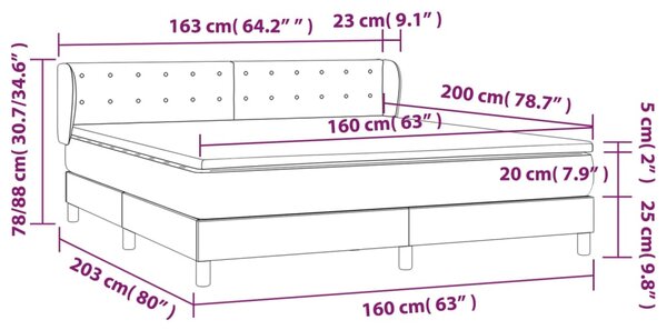 VidaXL Κρεβάτι Boxspring με Στρώμα Γκρι 160x200εκ. από Συνθετικό Δέρμα