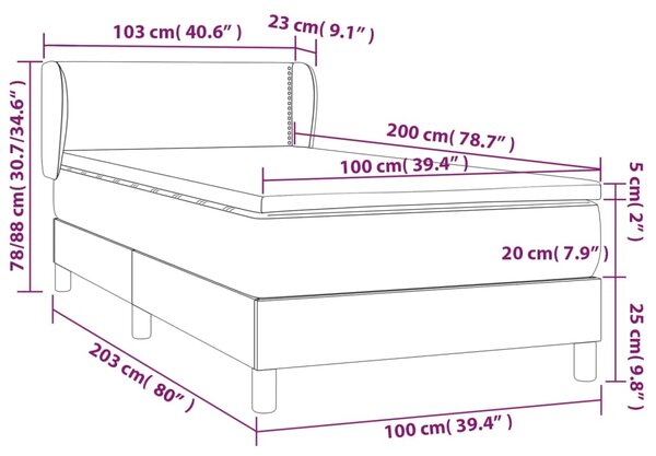 VidaXL Κρεβάτι Boxspring με Στρώμα Πράσινο 100 x 200 εκ. Υφασμάτινο