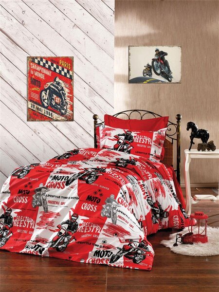 Παπλωματοθήκη Polycotton Μονή 160x240εκ. Motocross 288 Red DimCol