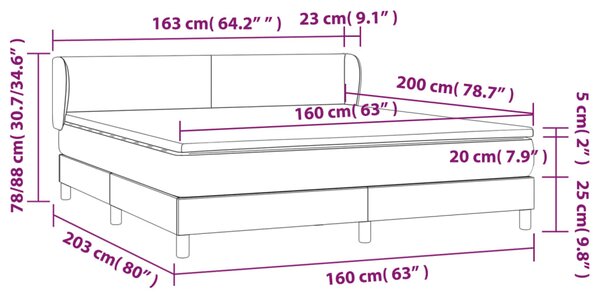 VidaXL Κρεβάτι Boxspring με Στρώμα Σκούρο Πράσινο 160x200εκ. Βελούδινο