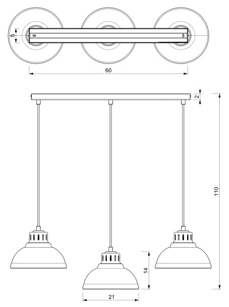 Κρεμαστό φωτιστικό οροφής SVEN 3xE27/15W/230V ορείχαλκος