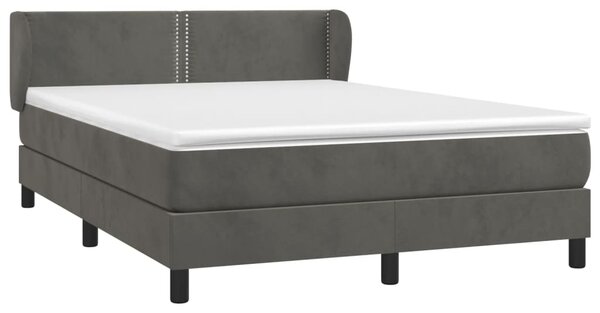 VidaXL Κρεβάτι Boxspring με Στρώμα Σκούρο Γκρι 140x190 εκ. Βελούδινο