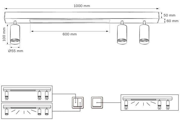 Φωτιστικό οροφής LED ΠΑΡΙΣΙ LED/24W/230V + 3xGU10/10W μαύρο