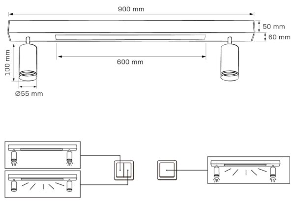 Φωτιστικό οροφής LED ΠΑΡΙΣΙ LED/24W/230V + 2xGU10/10W μαύρο