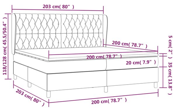 VidaXL Κρεβάτι Boxspring με Στρώμα Σκούρο Καφέ 200x200 εκ. Υφασμάτινο