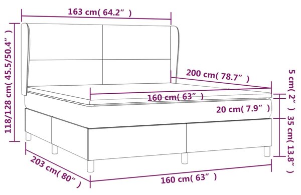 VidaXL Κρεβάτι Boxspring με Στρώμα Καπουτσίνο 160x200εκ.από Συνθ.Δέρμα