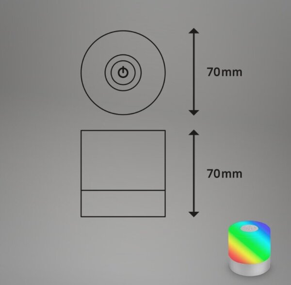 Briloner 7462014 - LED RGB Επαναφορτιζόμενο Επιτραπέζιο φωτιστικό LED/1,5W/5V IP44 χρώμιο