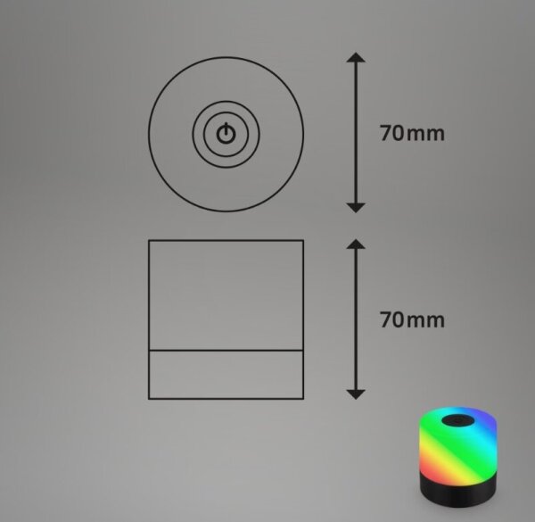 Briloner 7462015 - LED RGB Επαναφορτιζόμενο Επιτραπέζιο φωτιστικό LED/1,5W/5V IP44 μαύρο