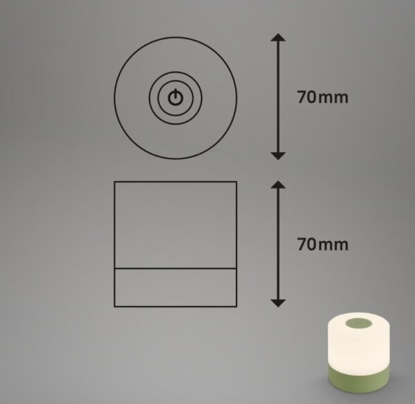 Briloner 7461019 - LED Dimmable επαναφορτιζόμενο επιτραπέζιο φωτιστικό LED/2W/5V IP44 πράσινο