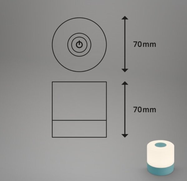 Briloner 7461010 - LED Dimmable επαναφορτιζόμενο επιτραπέζιο φωτιστικό LED/2W/5V IP44 μπλε