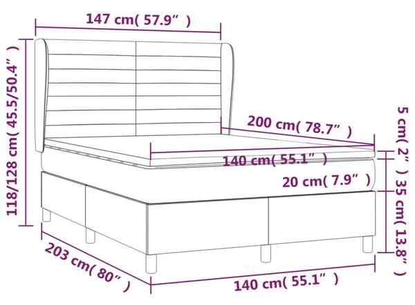 VidaXL Κρεβάτι Boxspring με Στρώμα Taupe 140x200 εκ. Υφασμάτινο