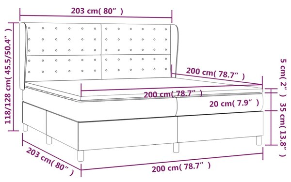 VidaXL Κρεβάτι Boxspring με Στρώμα Γκρι 200x200 εκ. Συνθετικό Δέρμα