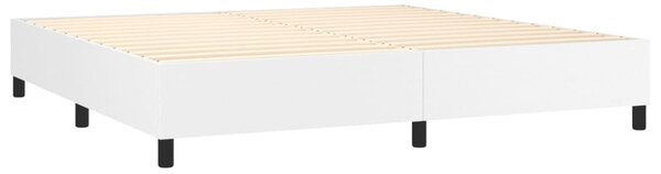 VidaXL Κρεβάτι Boxspring με Στρώμα & LED Λευκό 200x200 εκ. Συνθ. Δέρμα