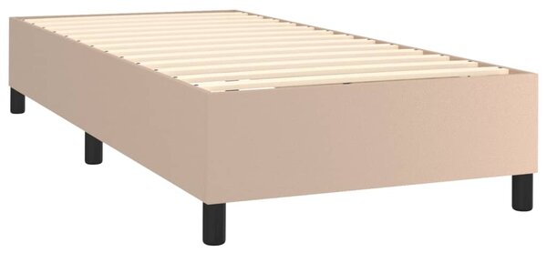 VidaXL Κρεβάτι Boxspring Στρώμα&LED Καπουτσίνο 100x200 εκ. Συνθ. Δέρμα