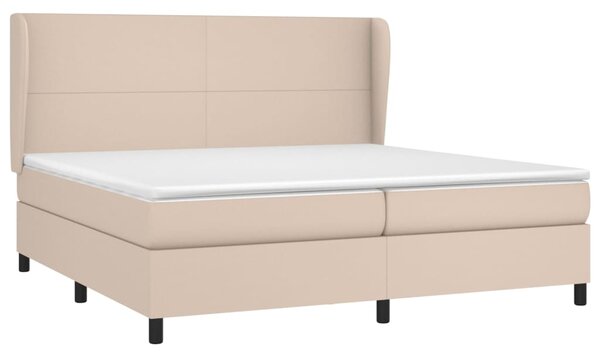 VidaXL Κρεβάτι Boxspring με Στρώμα Καπουτσίνο 200x200εκ.από Συνθ.Δέρμα