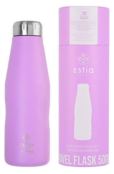 Μπουκάλι Θερμός Travel Flask Save The Aegean Lavender Purple 500ml - Estia