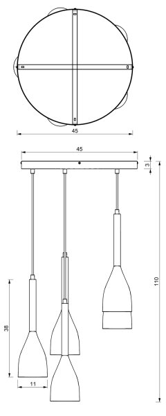 Κρεμαστό φωτιστικό οροφής MUZA 5xE27/15W/230V μαύρο/μπεζ/χαλκός/οξιά