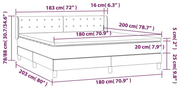 VidaXL Κρεβάτι Boxspring με Στρώμα Καπουτσίνο 180x200 εκ. Συνθ. Δέρμα