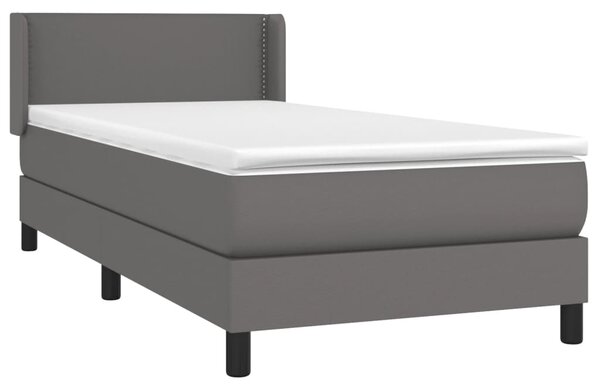 VidaXL Κρεβάτι Boxspring με Στρώμα Γκρι 80 x 200 εκ. Συνθετικό Δέρμα