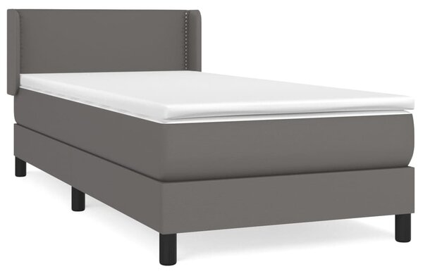 VidaXL Κρεβάτι Boxspring με Στρώμα Γκρι 80 x 200 εκ. Συνθετικό Δέρμα