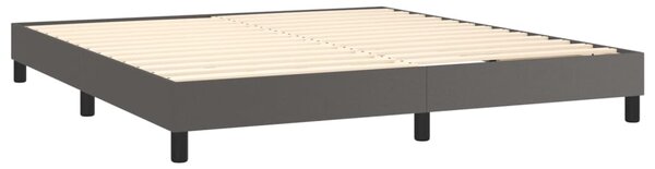 VidaXL Κρεβάτι Boxspring με Στρώμα Γκρι 160x200εκ. από Συνθετικό Δέρμα