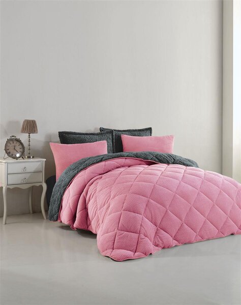 Κουβερτοπάπλωμα Fur-Sherpa Υπέρδιπλο 220x240εκ. Pink DimCol