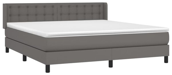 VidaXL Κρεβάτι Boxspring με Στρώμα Γκρι 160x200εκ. από Συνθετικό Δέρμα