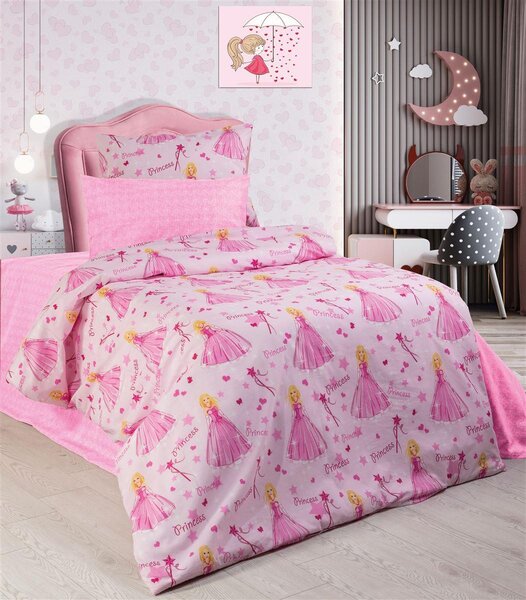 Παπλωματοθήκη Παιδική Polycotton Μονή 160x240εκ. Princess 392 Pink DimCol