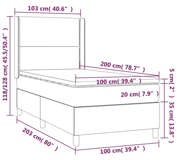 VidaXL Κρεβάτι Boxspring με Στρώμα Πράσινο 100 x 200 εκ. Υφασμάτινο